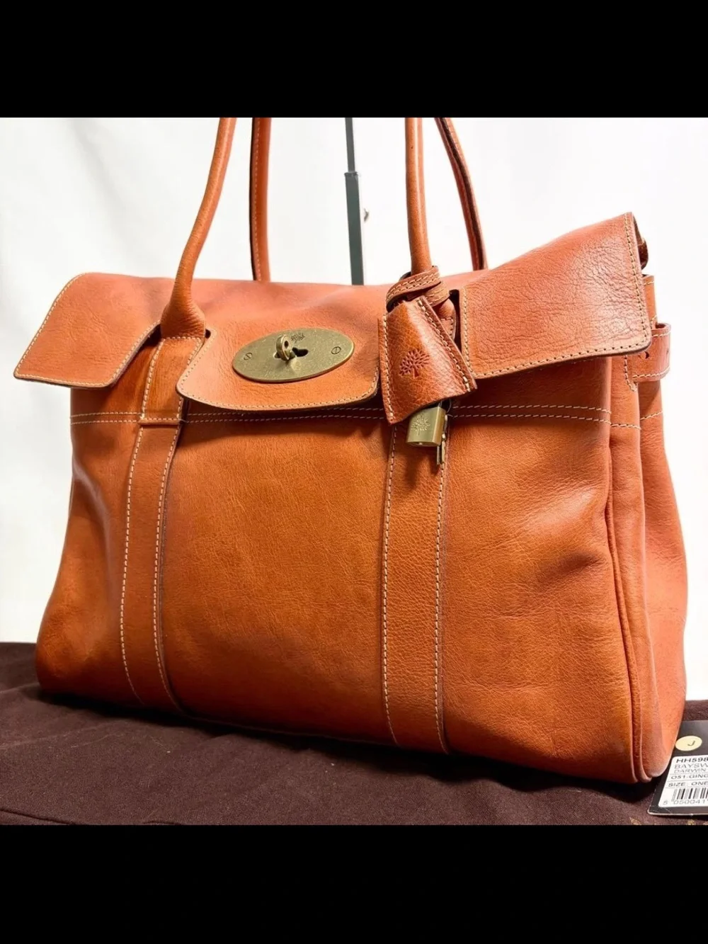 Mulberry Russet Leather Bayswater Satchel with Brass Hardware